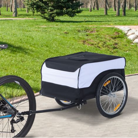 Remolque de carga plegable para bicicleta 40 kg de acero y Oxford blanco negro OKWISH (1/5)