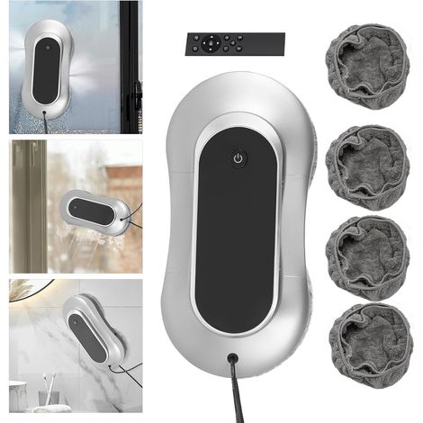 HAUTOUR Robot de nettoyage de vitres, 28000rpm, puissance d'aspiration Robot de nettoyage de fenêtre intelligent gris argenté avec puissance d'aspiration de 3200 Pa, moteur sans balais (80 W) (1/5)