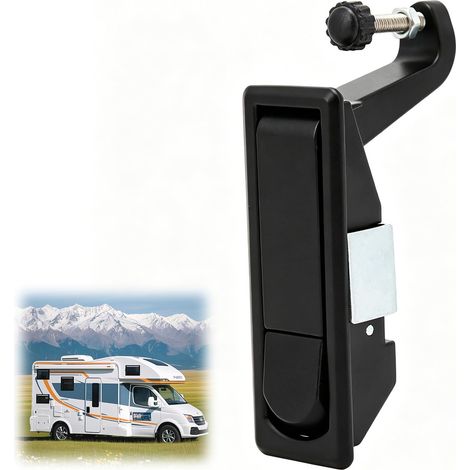 Serrure Bateau Camping-Car, Zinc Sans Cylindre, Encastrée (noire) (1/5)