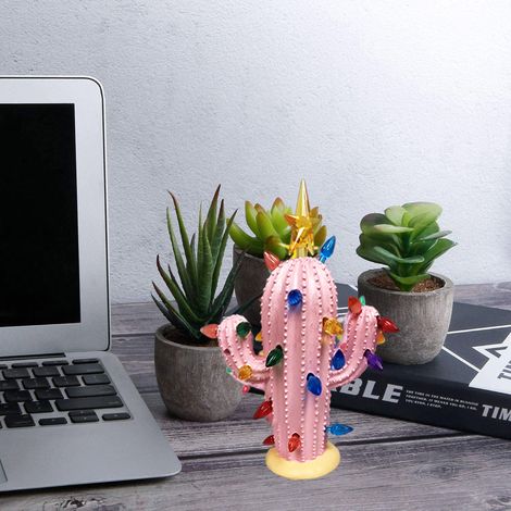 Cactus de Noël en résine avec lumières - Décoration de table vintage et nostalgique (1/5)
