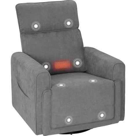 WOLTU Sillón reclinable ergonómico con masaje y respaldo calefactable, reclinable hasta 138°, color gris.