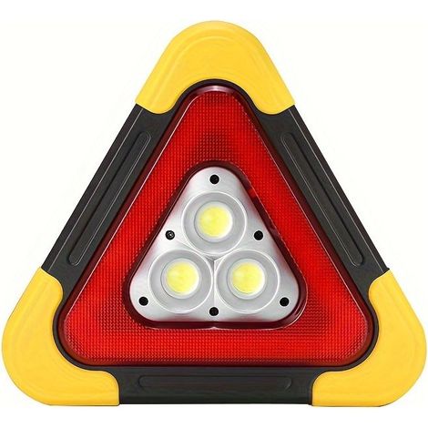 Triangle de Signalisation Solaire LED Portable – Lumière d’Avertissement Haute Visibilité avec COB Haute Intensité, Rechargeable USB (1/5)