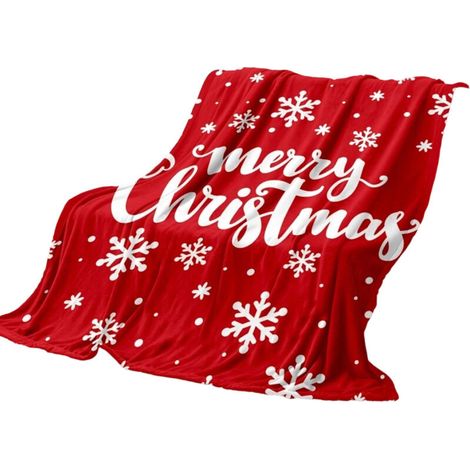 Bardusch-Plaid Noël flanelle rouge flocons blancs, doux moelleux, canapé/chambre/fauteuil (1/5)