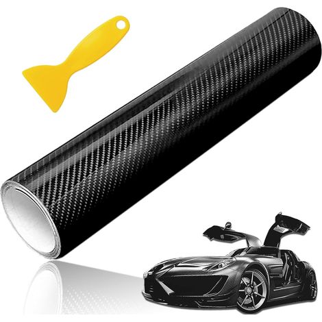 Pellicola vinilica adesiva in fibra di carbonio 6D in due parti, impermeabile, ideale per auto, computer, moto, mobili e smartphone (nera) - 30 x 300 cm (1/5)