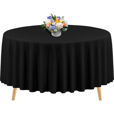Runde Tischdecke 275 cm Schwarz Polyester Flecken- & Knitterfrei für Partys & Hochzeiten