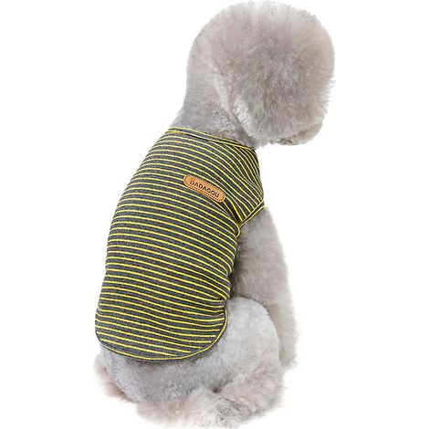 Ärmelloses, zitronengelb gestreiftes T-Shirt für Hunde: Atmungsaktive Baumwollweste für kleine Hunde und Katzen (1/5)