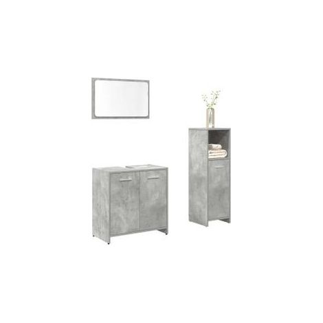 Ensemble de meubles de salle de bain 3 pcs gris béton (1/5)