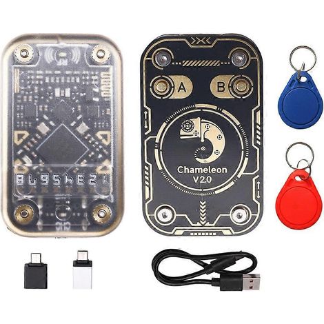 Émulateur de lecteur de puces RFID Chameleon V2.0, duplicateur NFC Chameleon, décodage de cartes 125 kHz/13,56 MHz + porte-clés UID/CUID (1/5)