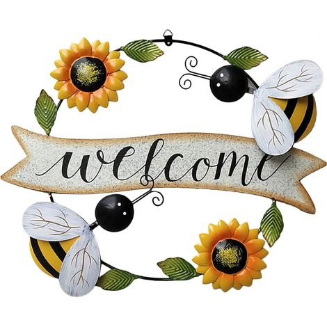 Ejoyous Décoration Murale Sunflower Bee Signe de Bienvenue Rustique (1/5)