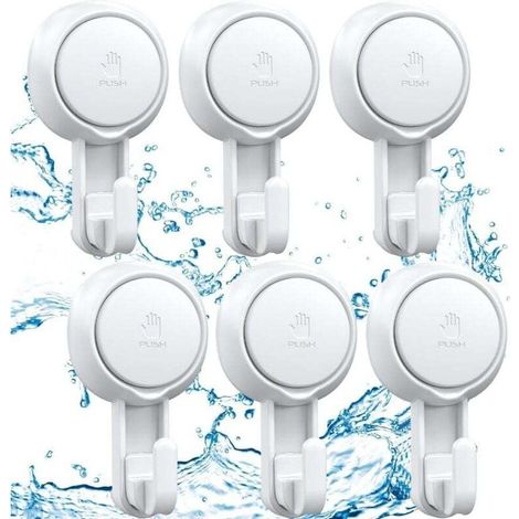 Juego de 6 potentes ganchos de pared con ventosa de 5 kg, ganchos de vacío de plástico para toallas, batas de baño, abrigos y paños de cocina.