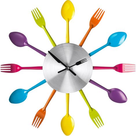 Premier Housewares Multi Coloured Cutlery Wall Clock (1/2)