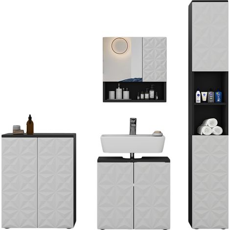 Badmöbel-Set Edge, Schwarz, 4 Teile, Vicco