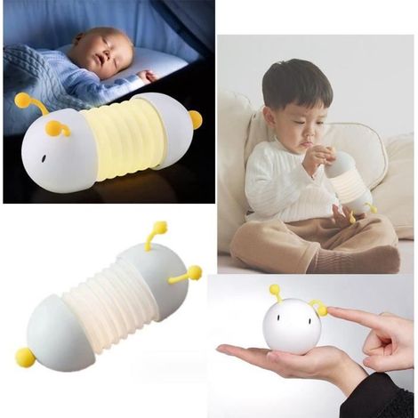 Veilleuse bébé,veilleuse forme chenille enfant pliable,veilleuse de chambre réglable avec aimant,pour dortoir,camping,chambre,voyage (1/4)