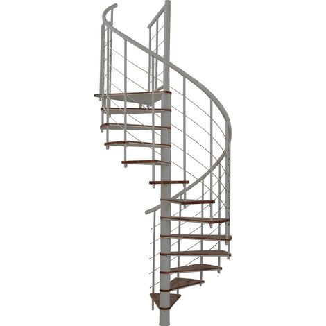 Minka Spindeltreppe Fusion 37 - 295cm Geschosshöhe Walnuss Grau 160cm Durchmesser