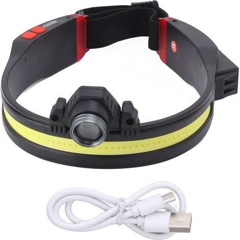 Lampe Frontale LED COB Rechargeable 1200mAh Zoomable 10 Modes Lumière Rouge USB-C pour Randonnée Vélo Pêche (1/5)