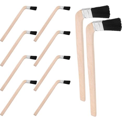 10 Pièces Long Pinceau Pinceau à Peindre Les Bords de Mur à Manche Long en Bois et Métal, Poils Noirs, Noir, Coudé en L, pour Espaces Restreints, Peinture de Finition et (1/5)