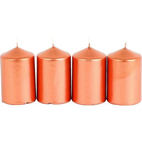 12x Stumpenkerze 4er Metallic Farbe Tischdekoration Beleuchtung Teelicht Innen (1/5)