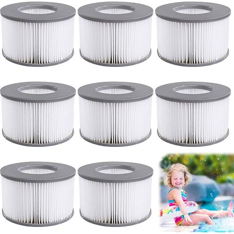 Lot de 8 filtres de rechange pour MSPA Whirlpool - Cartouche filtrante de rechange - Filtre à eau pour jacuzzi - Compatible avec les filtres Mspa pour piscines gonflables MSPA FD2089 (1/5)