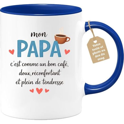 Café-Croissant - Mug Papa Texte Photo - Tasse Fête Des Pères Mon Papa C'est Comme Un Bon Café - Papounet - Bleu/céramique (1/4)