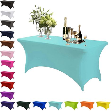 Spandex Stretch Tischdecke Hellblau 120x60cm, elastisch, waschbar, knitterfrei