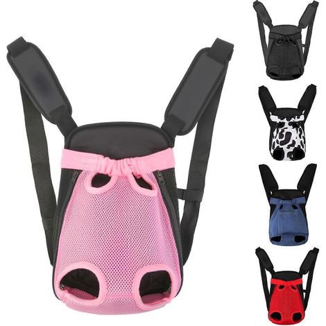 Sac de transport ventral ajustable Inspack pour chien et chat, pattes libres, souple et aéré, rose, pour chiots et chiens de taille moyenne (1/5)