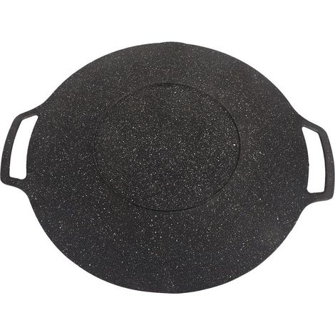 Plaque de barbecue coréenne, plaque ronde antiadhésive, poêle à usage domestique et extérieur, ustensile de barbecue (34 cm) (1/5)