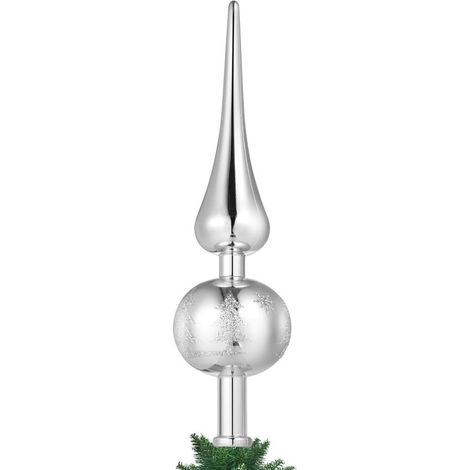 Étoile décorative argentée pour sapin de Noël - Décoration d'intérieur et d'extérieur - Décoration hivernale pour les fêtes de fin d'année (1/5)