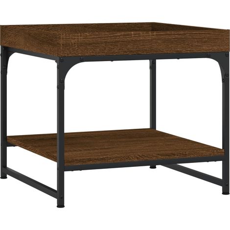 Tavolino da caffè con ripiano in stile industriale, 49,5 x 49,5 x 45 cm, in legno ingegnerizzato marrone e ferro DEC038665