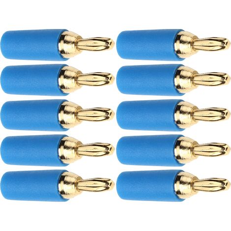 Lot de 10 fiches banane mâles 2,5mm dorées laiton à souder, connecteurs accessoires kit bleu (1/5)