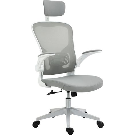 Silla De Oficina Silla Ergonómica Con Función Basculante Respaldo Alto Soporte Lumbar Reposacabezas Abatible Gris 65 X 64 X 114-122 Cm (1/5)