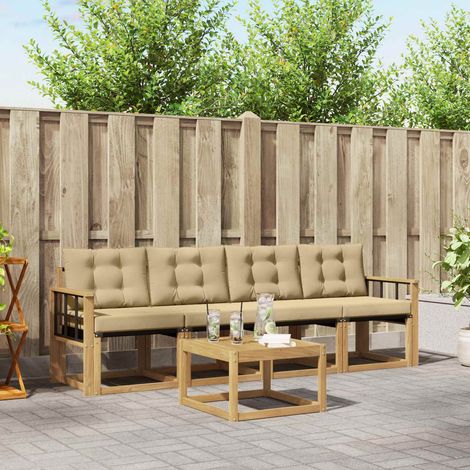 Set di divani da esterno con cuscino 5 pcs Bianco e Beige vidaXL (1/5)