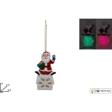 1 Pezzo Appendino Natalizio Fiocco di Neve con Babbo Natale con Luce