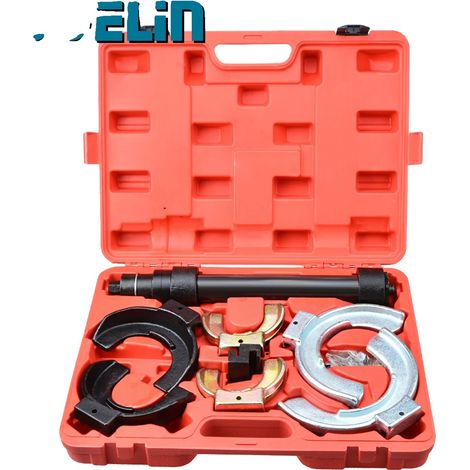 Kit de compresseur de ressorts, acier de haute qualité, adapté aux ressorts de 80 à 195 mm, compatible avec les jambes de force Macpherson, compresse les ressorts avant et arrière, yokes de sécurité i (1/5)