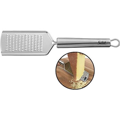 Silit 2142302698 - Grattugia in acciaio INOX 18/10 lucidato Inossidabile, lavabile in lavastoviglie, indeformabile, igienico, resistente agli acidi e indistruttibile. (1/4)