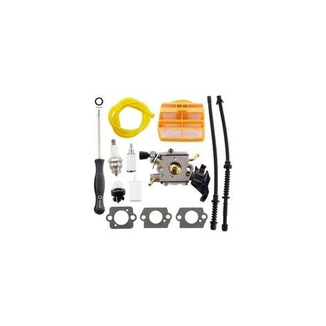 Carburador con junta, filtro de aire y manguera de combustible para motosierras Husqvarna 445, 445E, 450 y 450E. También compatible con motosierras Jonsered CS2245 y CS2250. Reemplaza la pieza Zama C1 (1/4)