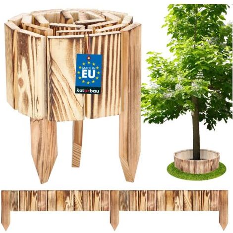 Bordure Jardin Exterieur Bois - 110 x 10 cm - Cloture Bois Jardin - Bois Brûlé - Palissade Flexible - Décoration Jardin-NANOTEH (1/5)