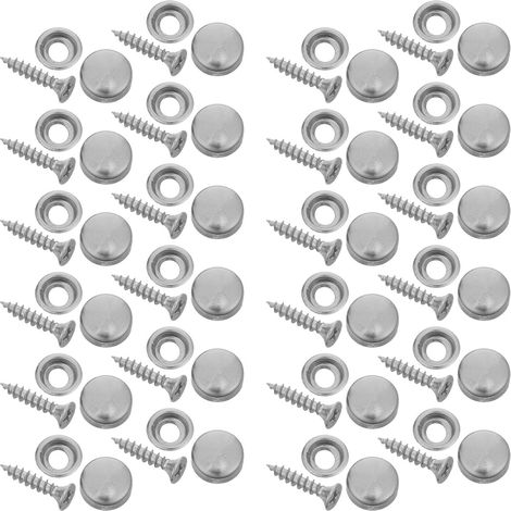 24 Ensembles Couvercles à Vis Décoratifs 14mm en Acier Inoxydable 304, Lot de Sets, Finition Argenté Brossée, pour Meubles et Verre, Usage Intérieur (1/5)