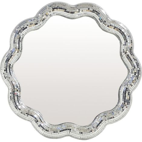 Miroir disco forme ondulée avec facettes coloris argent