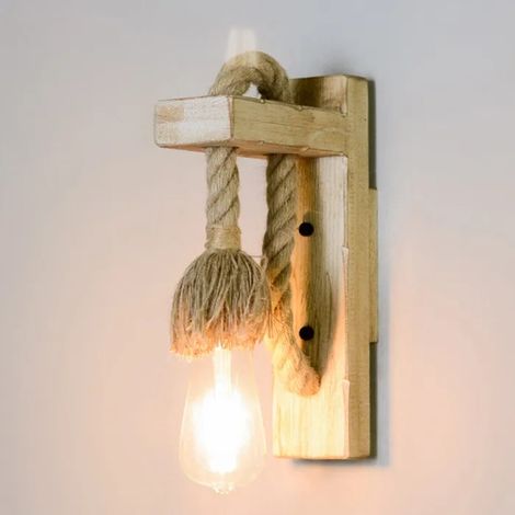 Lampes et lanternes lampes en bois appliques murales rtro en corde de chanvre pour restaurant sans ampoules YYV (1/4)