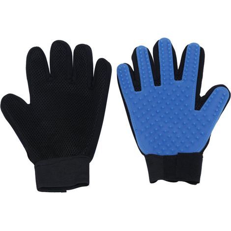 CCYKXA Dog Cat Massage Grooming Gloves - Rubber Pet Hair Cleaning, Adjustable Pet Grooming Glove Brush for (Blue) 1 Pair