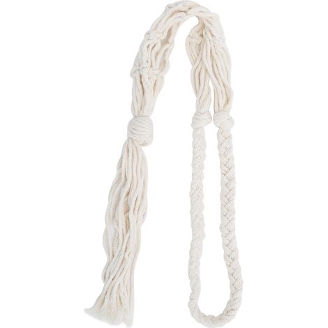 Porte-bouteilles de vin style bohème, en corde de coton tricotée à la main, sac de rangement suspendu beige (1/5)