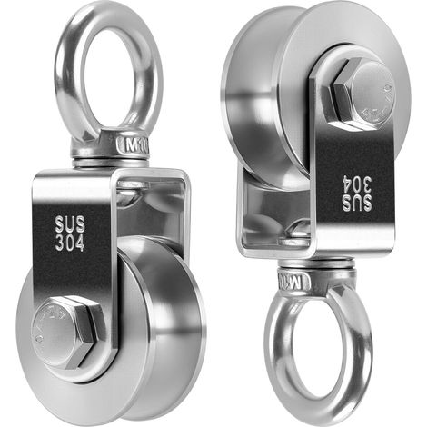 2 x 48mm 304 Stainless Steel Lifting Pulley with Ball Bearing, Pulley for Fitness, Ropes, Metal Cables, Load 250kg (1/5)