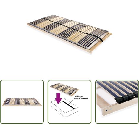 vidaXL Sommier hêtre - Sommier à lattes sans matelas avec 42 lattes 7 zones 140x200 cm (1/5)