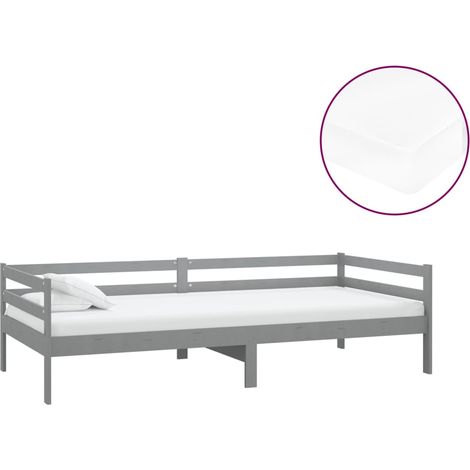 Maison Exclusive - Tagesbett mit Matratze 90x200 cm Grau Kiefer M