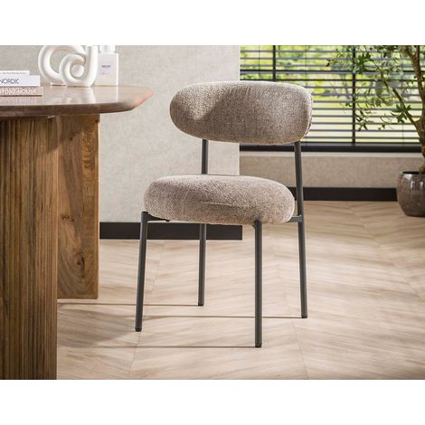 Adelia - lot de 2 chaises - pieds en métal - en tissu texturé - sable (1/5)