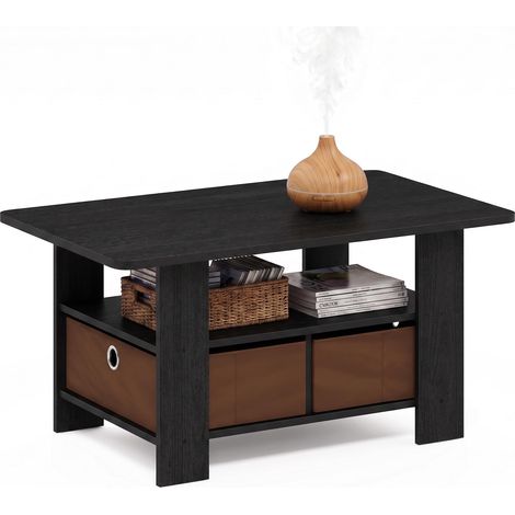 Table Basse avec Tiroir à Poubelle, Brun, Bois dense, Americano/Marron Moyen, One Size (1/5)