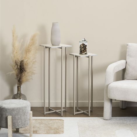 Sellette - Home Deco Factory - Terra Nova - Gigogne - Blanc Et Beige