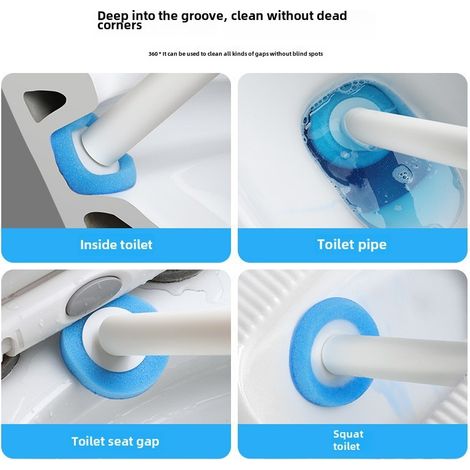 Lot 48 têtes de brosse toilette jetables bleues – Nettoyage hygiénique, changement facile (1/2)