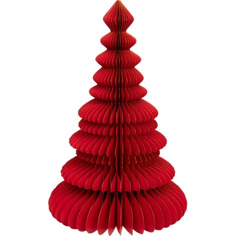 Sapin de Noël en papier plié Rouge liseré Doré H 90 cm - Feeric Christmas (1/3)