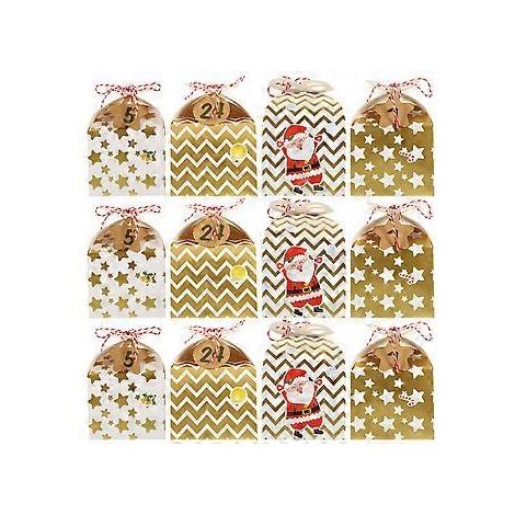 24 boîtes à bonbons de Noël, boîtes d'emballage « Joyeux Noël », boîtes à dragées pour fêtes de Noël, boîtes cadeaux